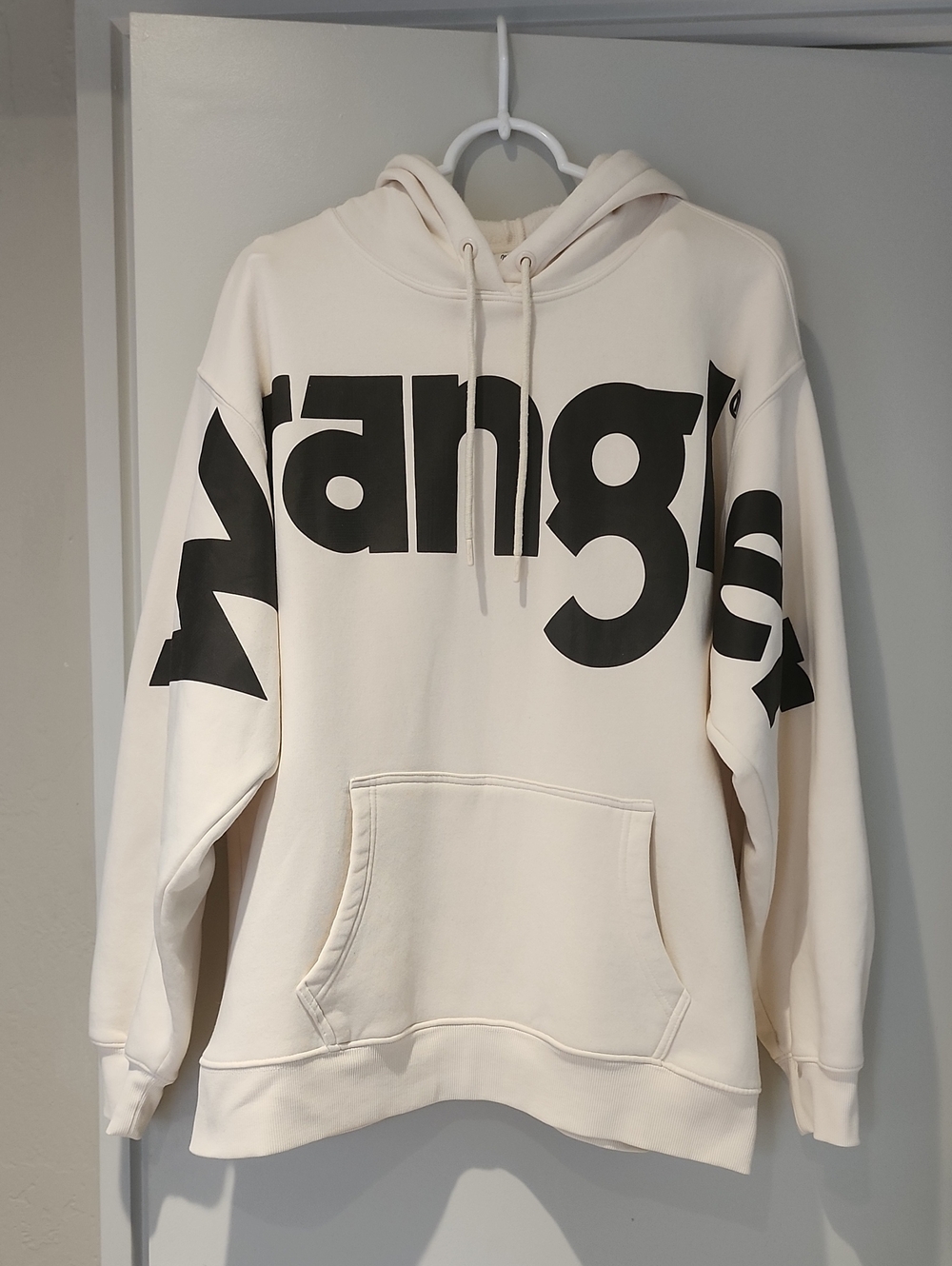 Wrangler Cream Hoodie with Large Black Logo